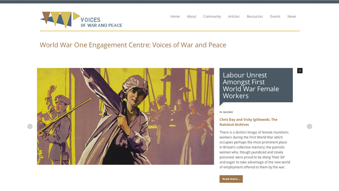 Voices of War & Peace AHRC WW1 Engagement Centre